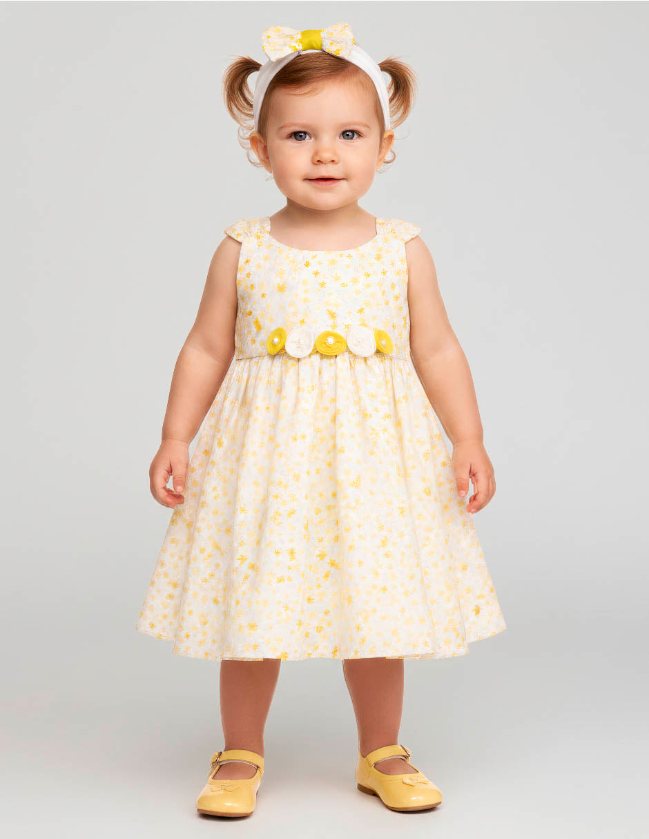 Bata para Bebé Amarilla con Flores y Moño – 12 y 18 Meses - Gerat
