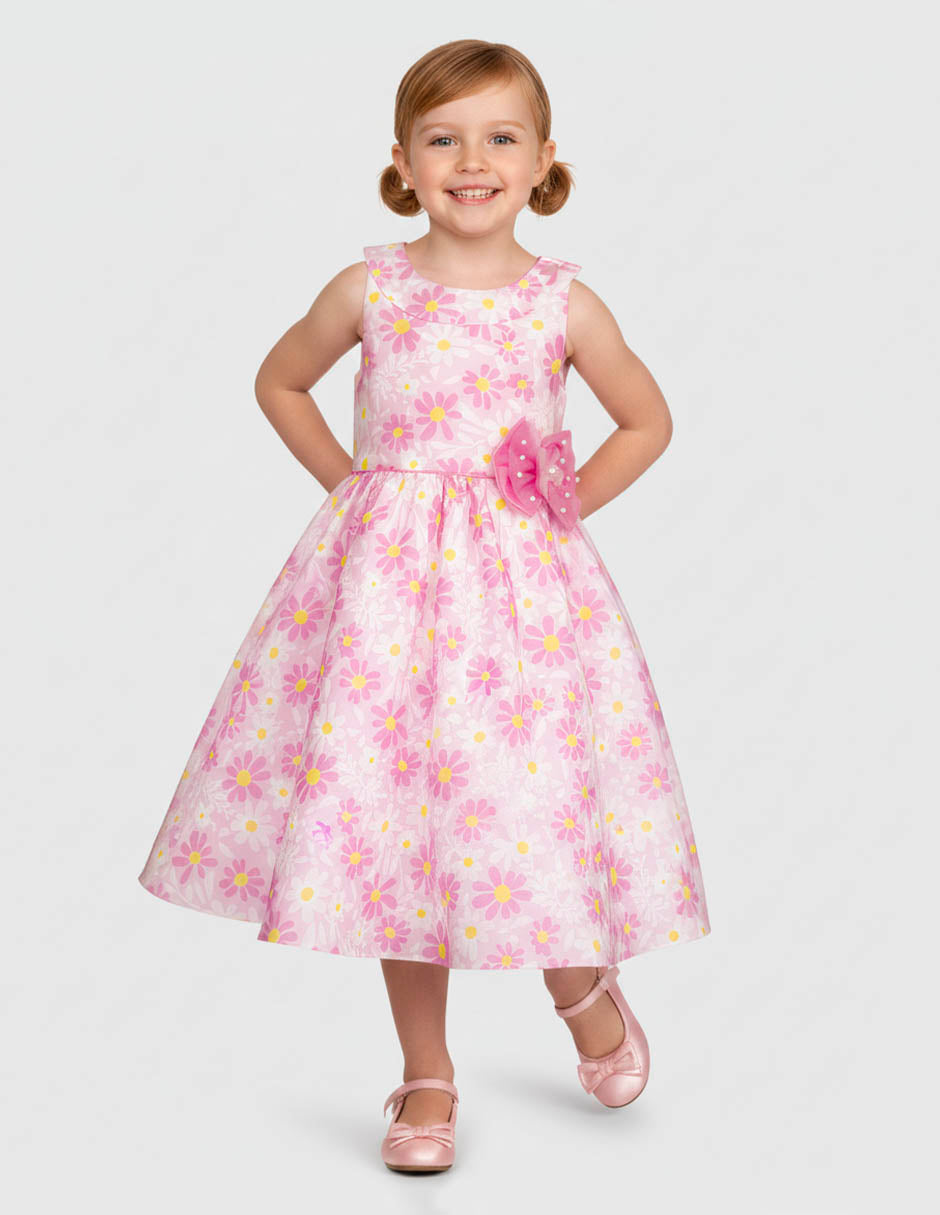 Vestido para Niña Rosa primavera | Tallas 3, 4, 6, 8 y 10 | Gerat