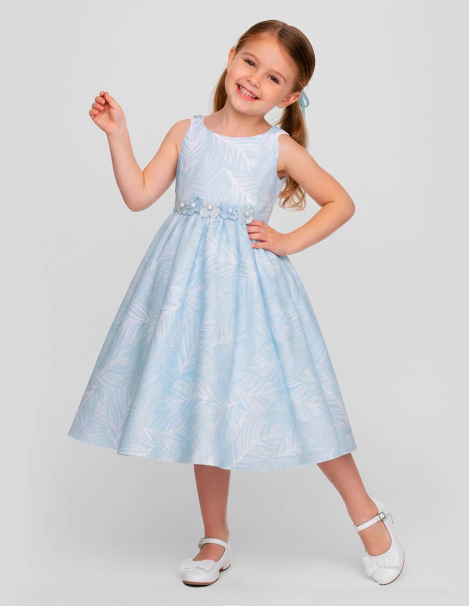 Vestido de Fiesta Azul Cielo para Niñas con Moño – Gerat