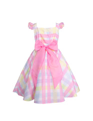 Vestido de Fiesta para Niñas en Colores Pastel con Moño Rosa | Tallas 3 a 8