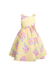 Vestido para Niñas Amarillo Floral Elegante con Moño | Tallas 3, 4, 6, 8 y 10 | Gerat