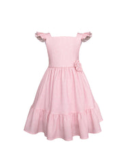 Vestido Rosa Pastel para Niña con Olanes y Moño |  Gerat