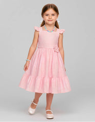 Vestido Rosa Pastel para Niña con Olanes y Moño |  Gerat