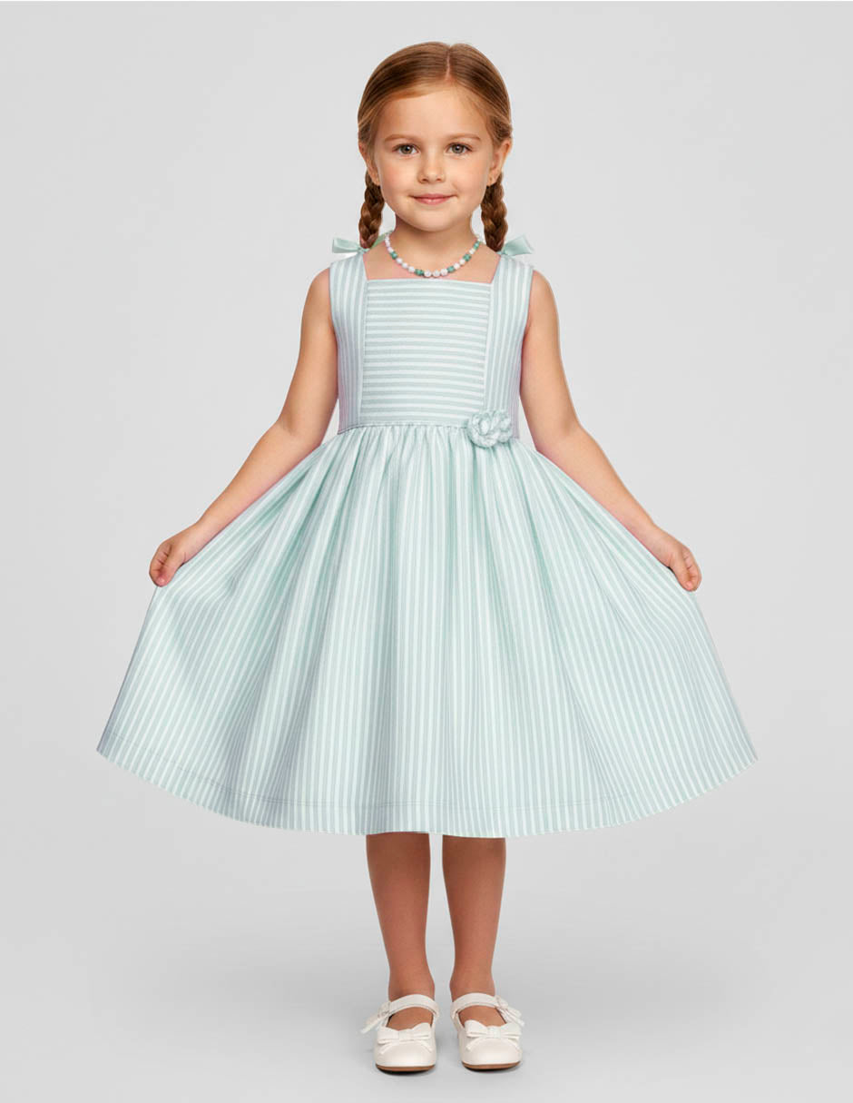 Vestido para Niña Verde Menta Primavera | Tallas 3, 4, 6 y 8 | Gerat