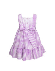 Bata para bebésa Rayas Lila con Detalles de Puntos y bandana a Juego