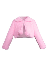 Chamarra Rosa de Peluche para Niña con Bolsa Gerat