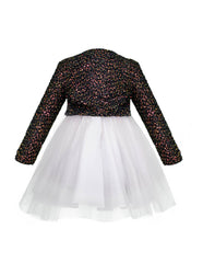 Conjunto de Gala 3 Piezas "K-Pop Idol Style": Vestido de Tul Blanco, Torera de Lentejuelas y Belt-Chain Dorado