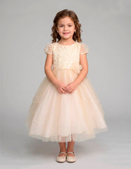 Vestido Elegante Champagne u Oro para Niña Gerat