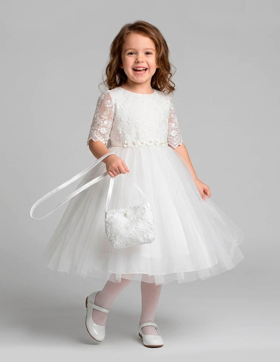 Vestido de Primera Comunión para Niña Gerat con Encaje y Tul