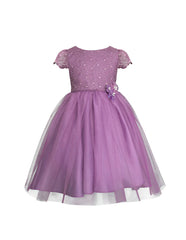 Vestido de Fiesta para Niña Color Lila Gerat con Tul y Brillos