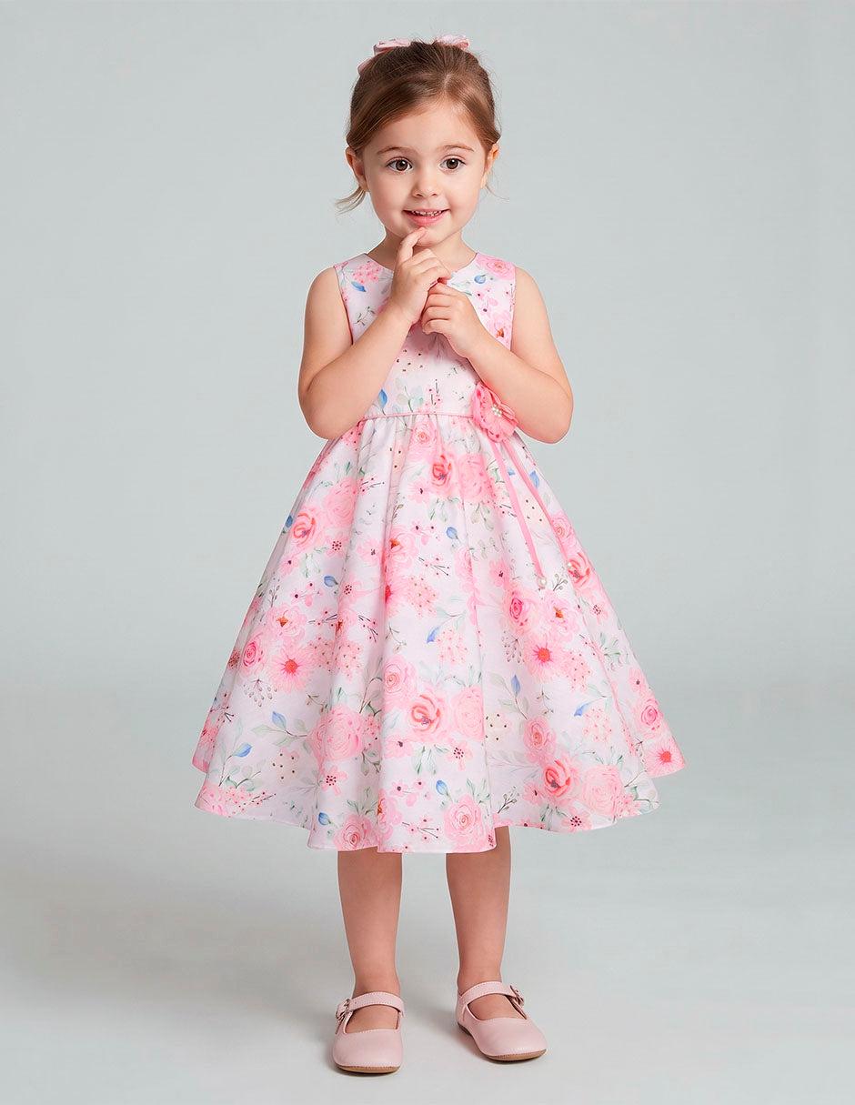 Vestido Clásico Floral Rosa para Niñas Gerat | para Ocasiones Especiales