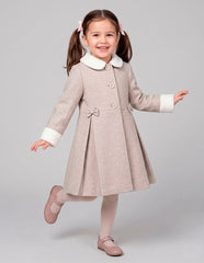 Abrigo Beige para Niña Gerat con Cuello Afelpado