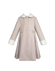 Abrigo Beige para Niña Gerat con Cuello Afelpado