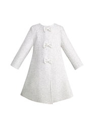Abrigo Blanco para Niñas Gerat con Moños Decorativos