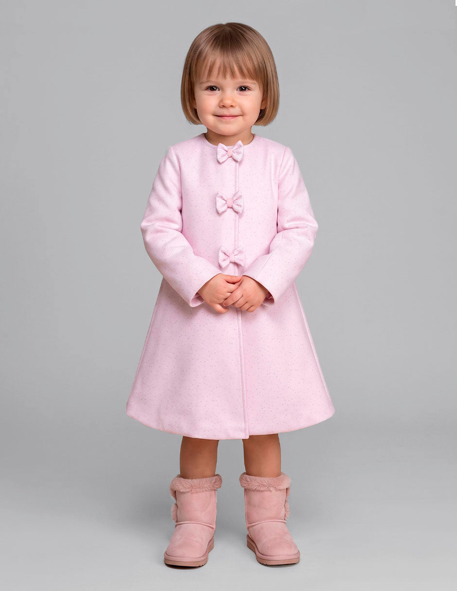 Abrigo Rosa para Niñas Gerat con Moños Decorativos