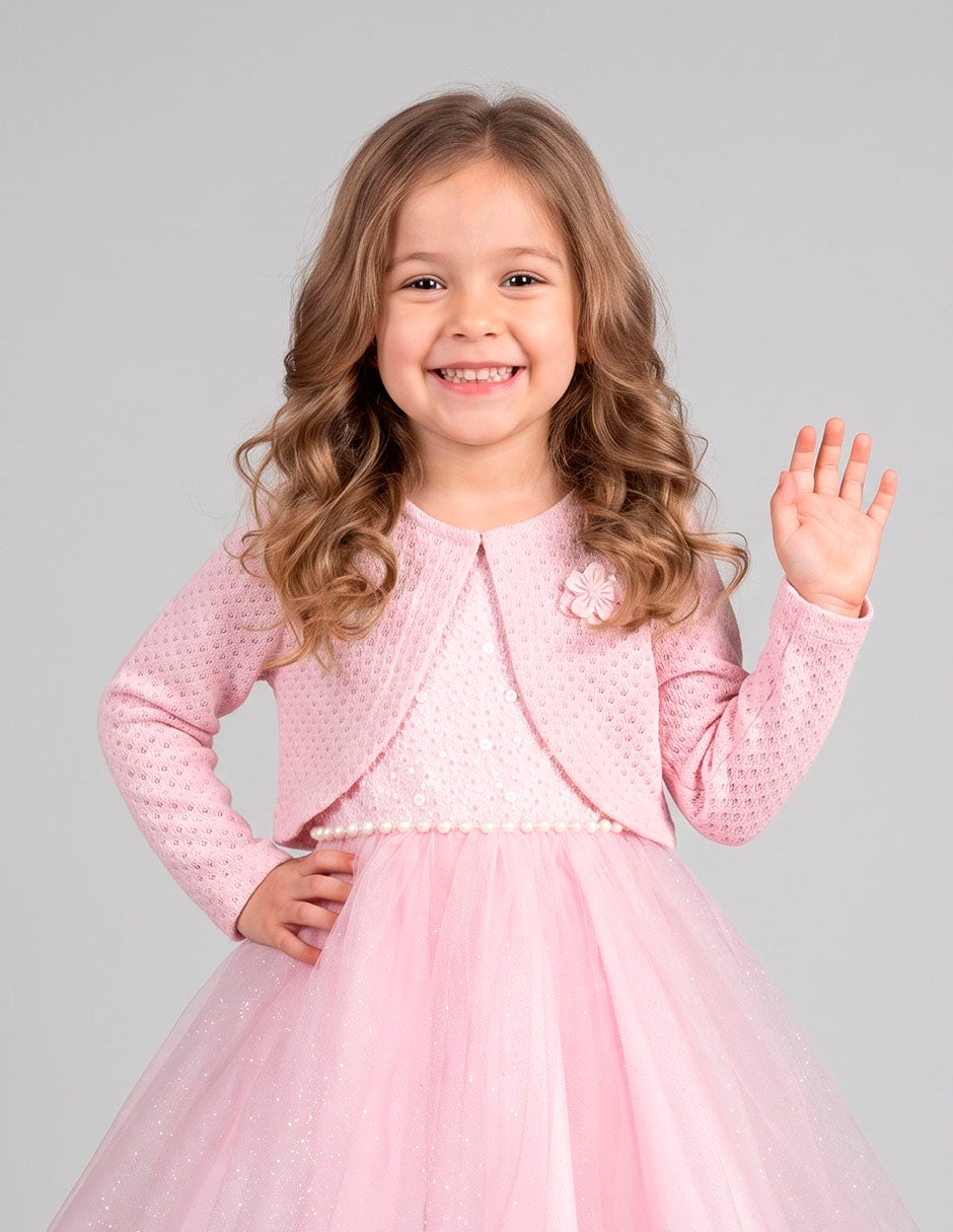 Suéter Rosa para Niña Gerat con Flor Decorativa