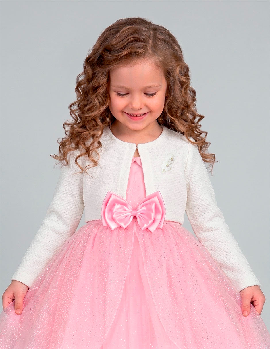 Suéter Hueso para Niña Gerat con Aplicación Floral