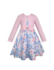 Vestido Floral para Niña con Suéter Rosa Gerat
