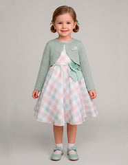 Vestido con Suéter para Niña Gerat en Cuadros Pastel Menta