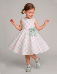 Vestido con Suéter para Niña Gerat en Cuadros Pastel Menta