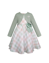 Vestido con Suéter para Niña Gerat en Cuadros Pastel Menta