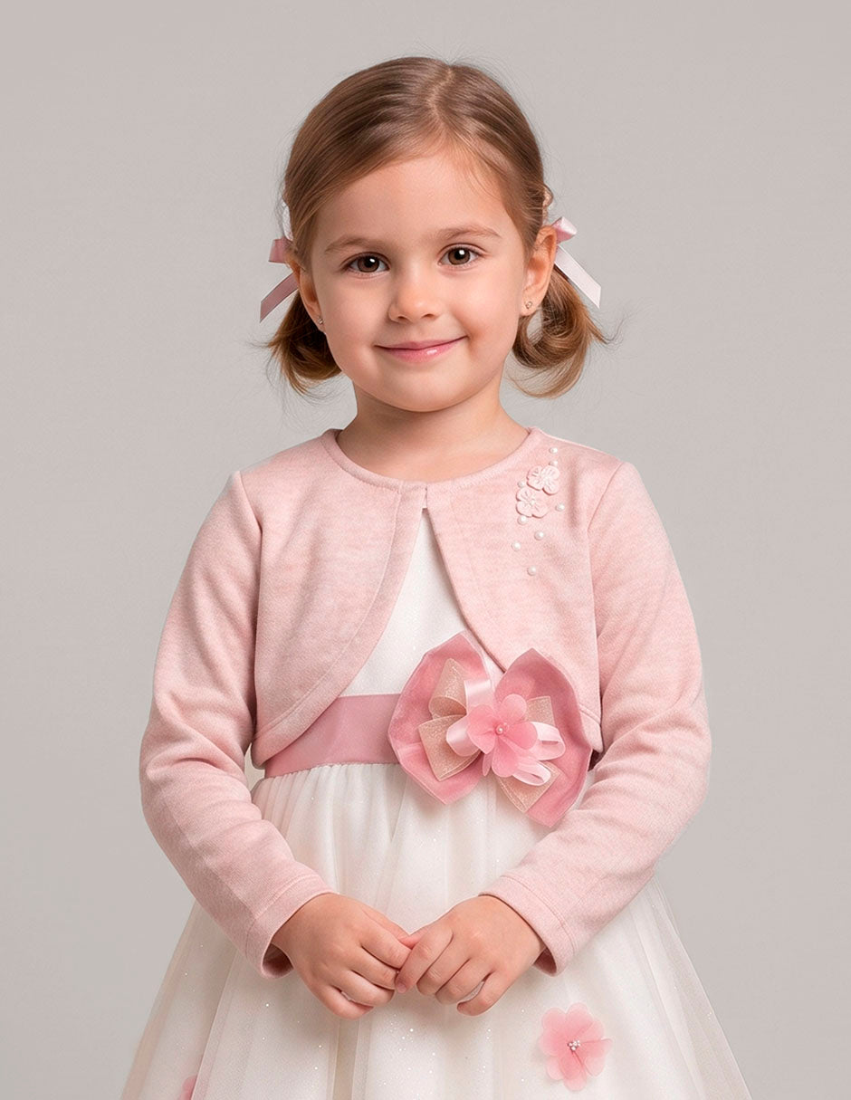 Suéter Rosa para Niña Gerat con Aplicación Floral