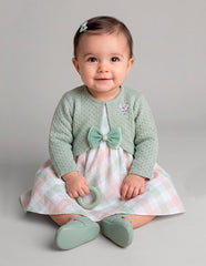 Bata con Suéter para Bebé Gerat en Cuadros Pastel Verde Menta