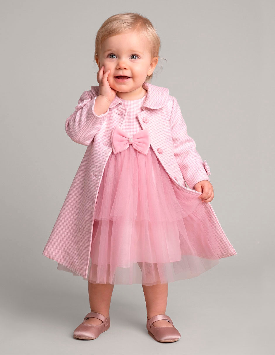 Vestido con Abrigo para Bebé Gerat en Color Rosa