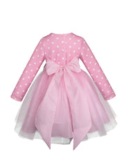 Vestido Rosa para Niña Gerat con Lunares, Tul y Moño