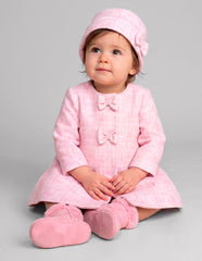 Abrigo Rosa para Bebé Gerat con Gorro y Moños Decorativos