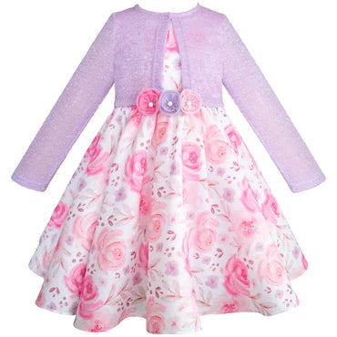 Vestido floreado lila con torero para niña 2 y 3 años Gerat