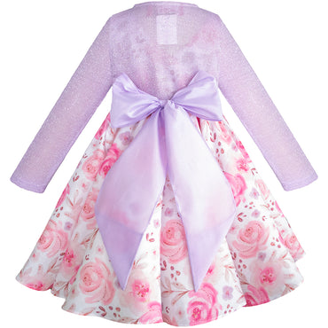 Vestido floreado lila con torero para niña 2 y 3 años Gerat