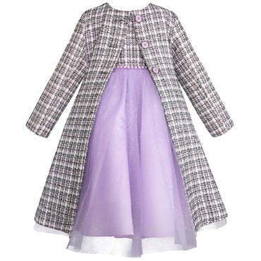 Vestido y abrigo color lila con gris Gerat