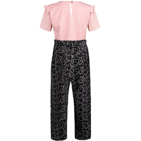 Conjunto de pantalón negro con blusa rosa para niña Gerat