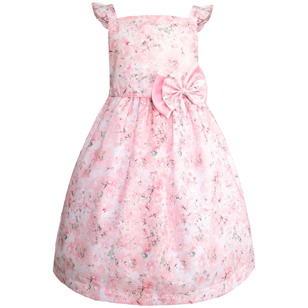 Vestido de Fiesta Floral Rosado con moño para Niñas Gerat