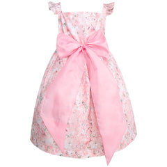 Vestido de Fiesta Floral Rosado con moño para Niñas Gerat