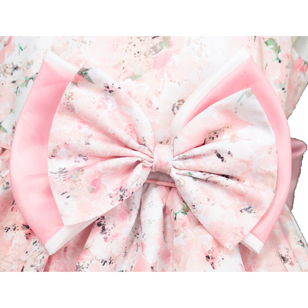 Vestido de Fiesta Floral Rosado con moño para Niñas Gerat