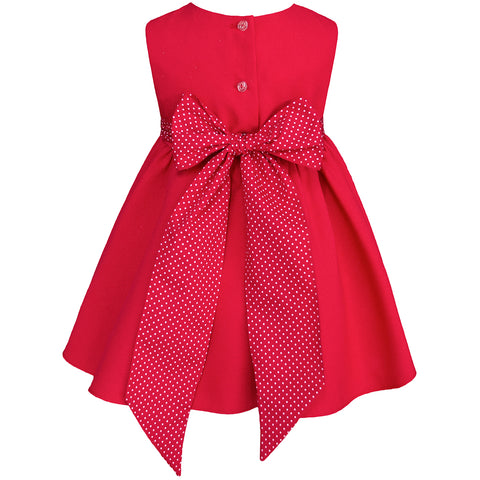 Vestido de Fiesta Rojo con Lazo y Detalles de Perlas para Niña Gerat