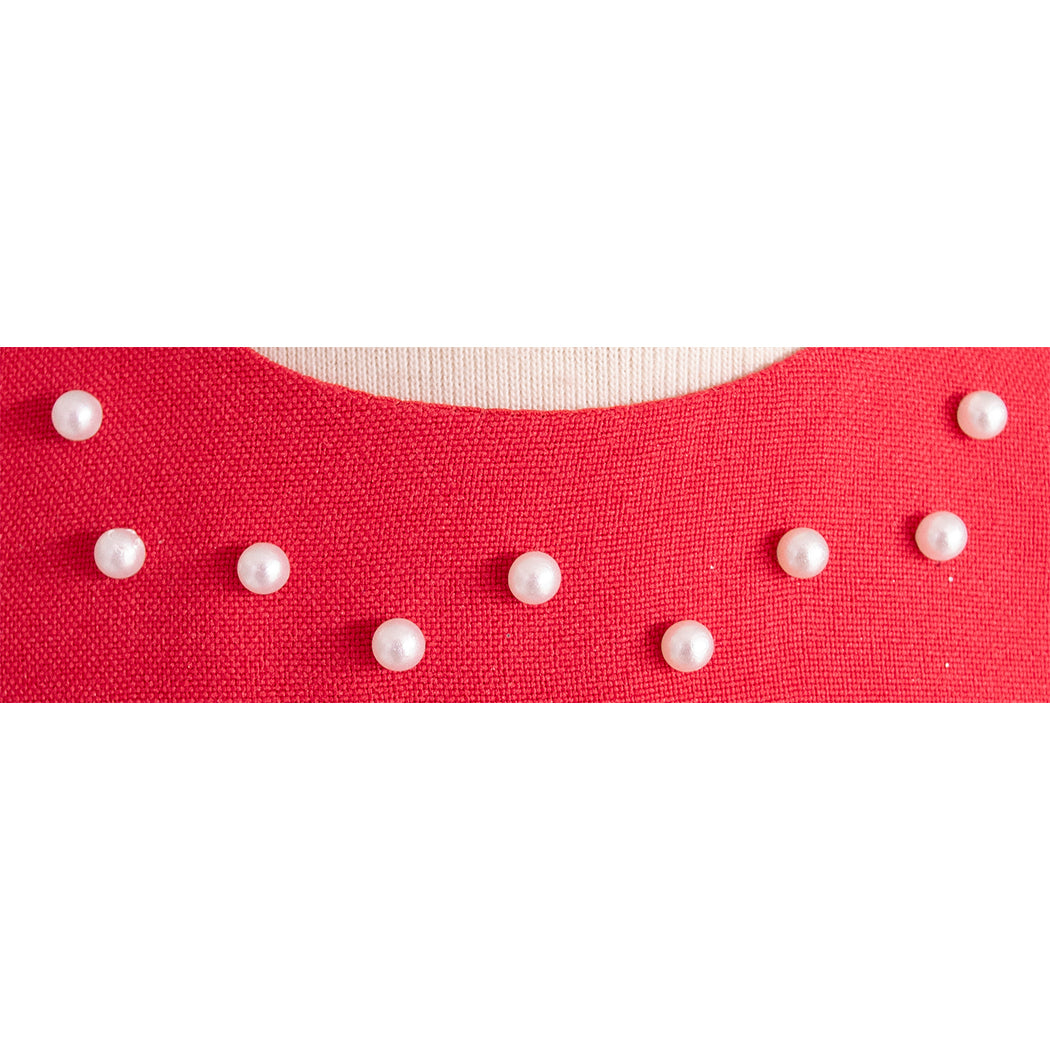 Vestido de Fiesta Rojo con Lazo y Detalles de Perlas para Niña Gerat