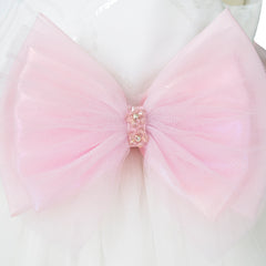 Vestido de Fiesta Blanco y Rosa con Tul y Flores – Gerat