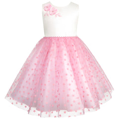 Vestido de Fiesta Rosa con Estrellas Brillantes para Niñas de 3 a 8 Años - Gerat