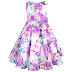 Vestido de flores Lila para Niñas de 4 a 10 Años Gerat