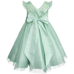 Vestido de Fiesta Verde Pastel con Flores para Niñas de 3 a 10 Años - Gerat