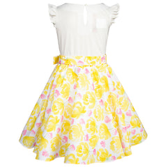 Conjunto de Blusa y Falda Floral amarilla para Niñas de 6 a 12 Años Gerat