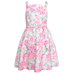 Vestido Gerat Juvenil Floral Rosa para Niñas de 8 a 12 Años Fresco y Ligero