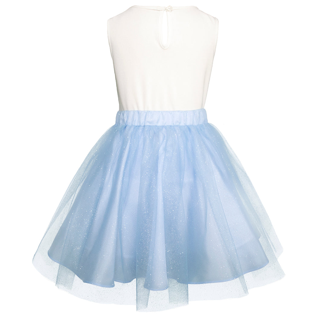 Vestido Gerat Azul de Fiesta con Moño Lateral para Niñas de 6 a 12 Años