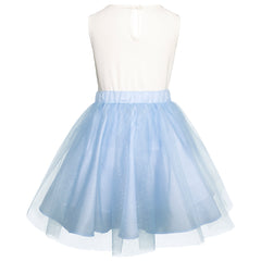 Vestido Gerat Azul de Fiesta con Moño Lateral para Niñas de 6 a 12 Años