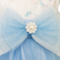 Vestido Gerat Azul de Fiesta con Moño Lateral para Niñas de 6 a 12 Años