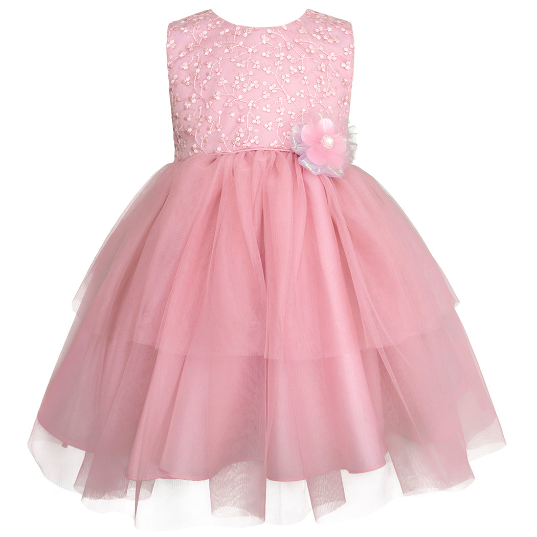 Bata de Fiesta Rosa con Flor Pastel – Gerat