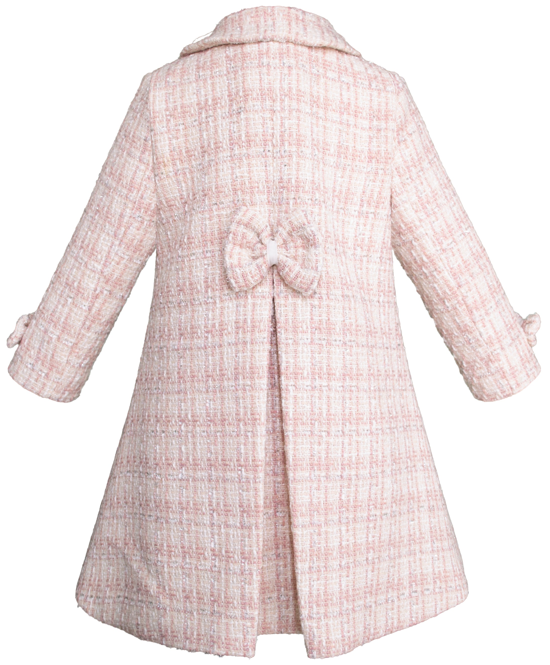Abrigo rosa tweed y beige para niña pequeña Tallas 2, 3 y 3X